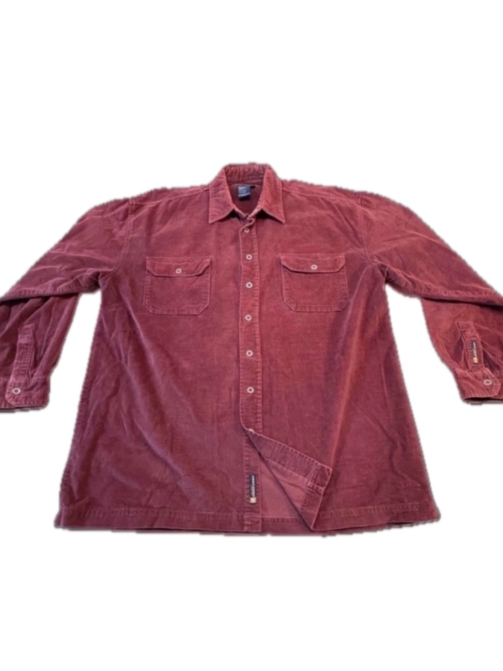 Point Zero Burgundy Corduroy Snap Button Down Shirt Large